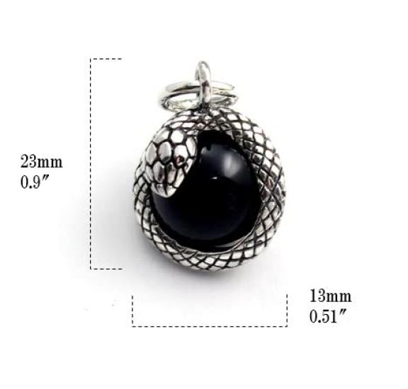 SnakeReptile Pendant, Sterling Silver 925, Onyx, Black Onyx