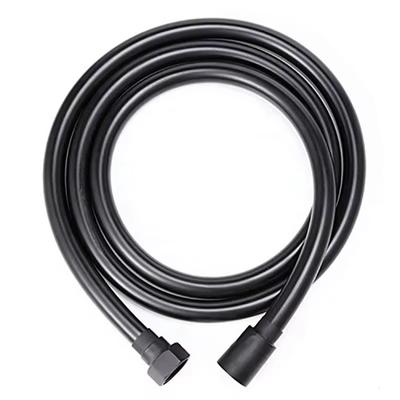Svart flexibel duschslang i PVC, Förlängningsrör för badrumsduschslang, Vattenslang, Badrumstillbehör, 1,5 m