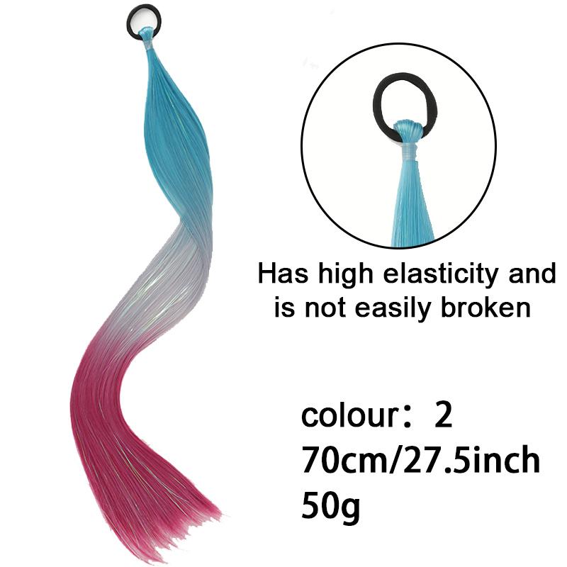 Long Straight Dyed Golden Ponytail Wig Synthetic Ponytail Wig Female Wig Shiny Heat-resistant Easy To Wear Party Use