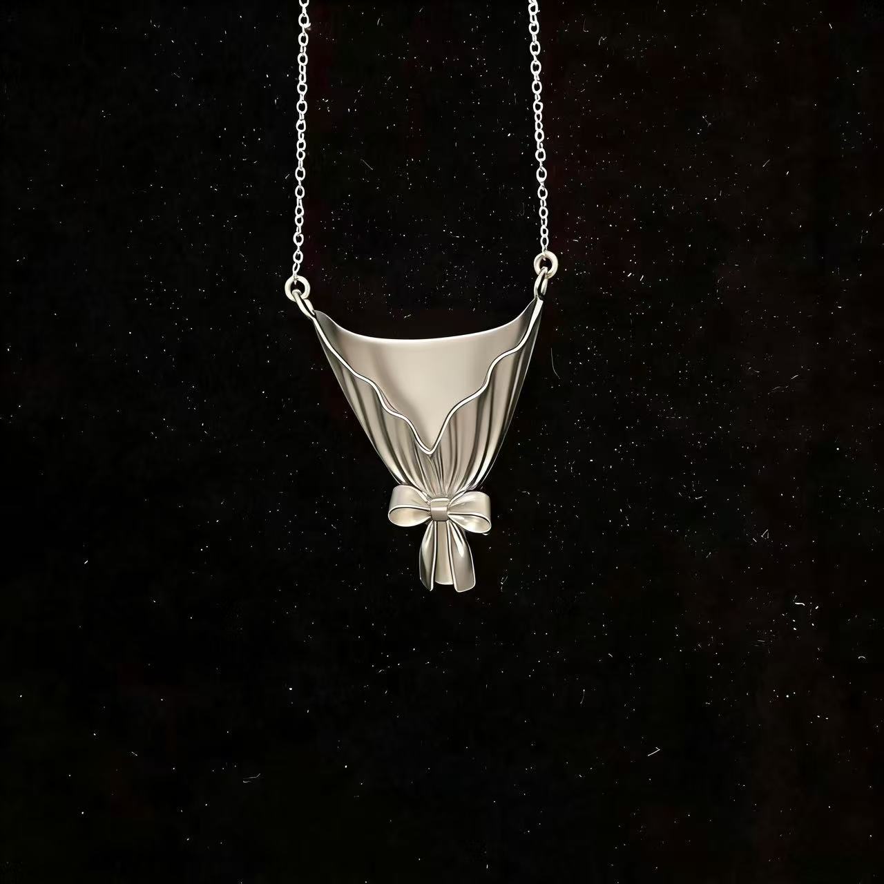 

Elegant Wearable Flower Bouquet Clip Pendant Necklace for Women Trendy Romantic Gift for Mom Choker Party Jewelry Gifts срібний