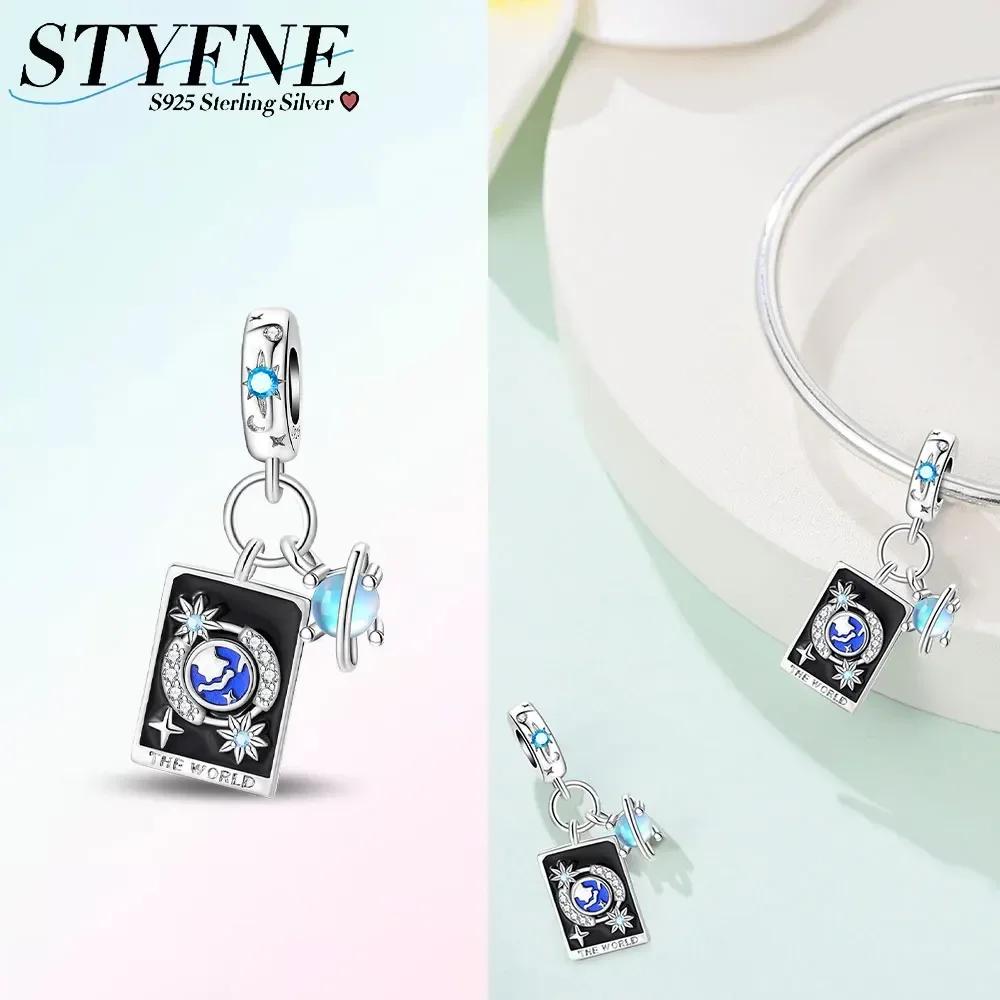 Exquisite Tarot Card Pendant Stars Moon Sun Original Copper Charms Beads Fit Bracelet Women Fine Delicate Gift Accessory Set