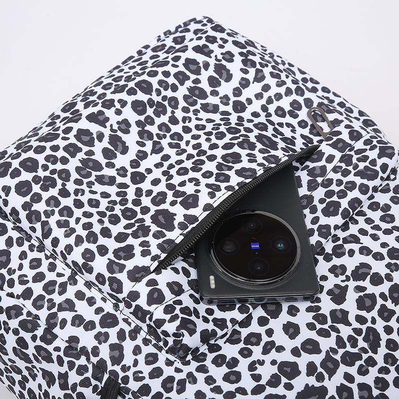 Tredelt ryggsekksett Stor kapasitet Dame Leopardmønstret ryggsekk Student Skolesekk