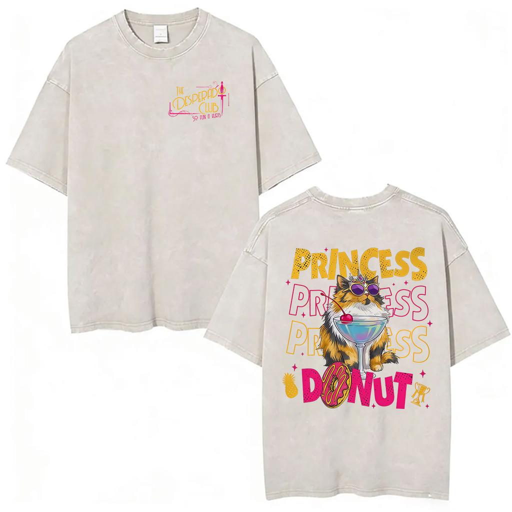 Hett Spel Dungeon Crawler Carl Vintage Tvättade T-shirts Prinsessamunk Rolig Katt Grafisk T-shirt Herr Dam Överdimensionerad Bomulls-T-shirt