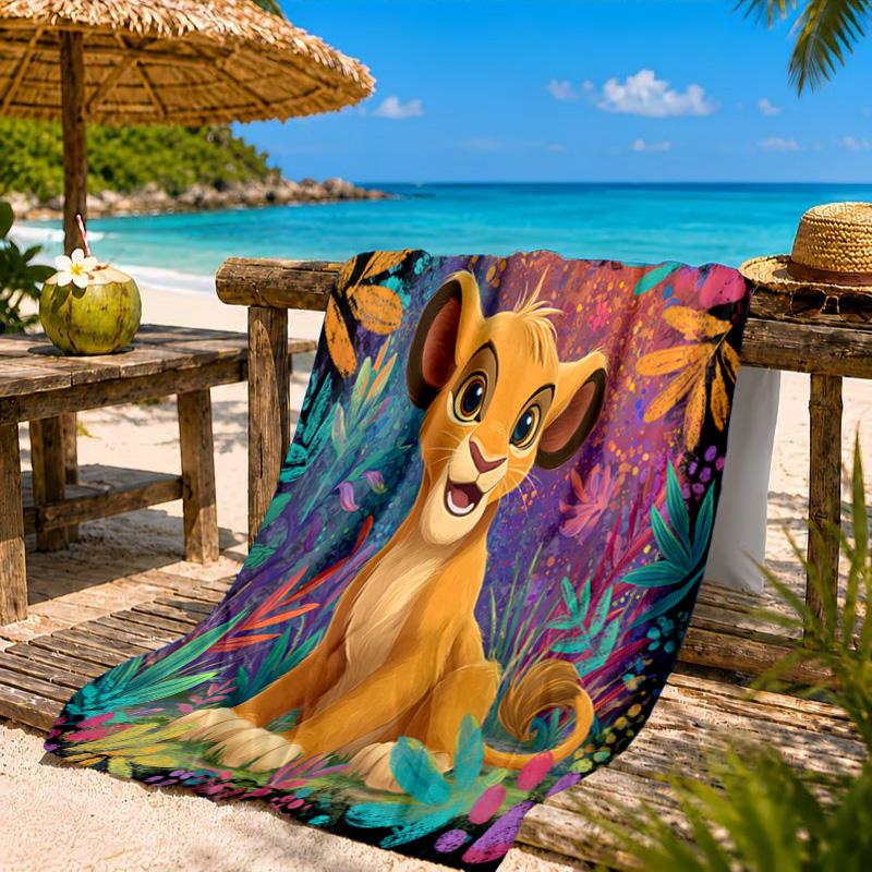 Lion king Artwork Printed Microfiber Beach Towel, Soft And Absorbent, Quick-Dry, Ideal for Summer Travel, Beach Essential, Swimming Pool