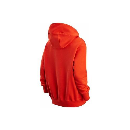 Nike Women's Pullover Hoodie with Solid Color Logo Print and Drawstring