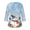 Women's Loose Casual Three-quarter Sleeve V-neck Lace Loose Christmas Print T-shirt Top