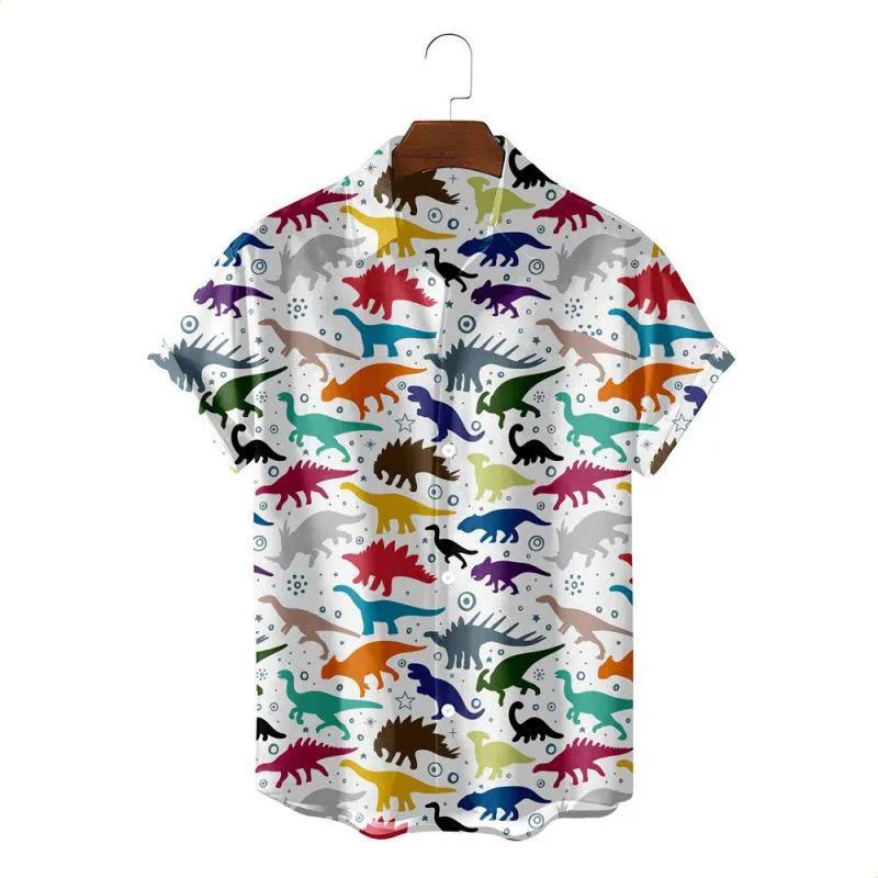 Summer New Men's Loose Animal Print Hawaiian