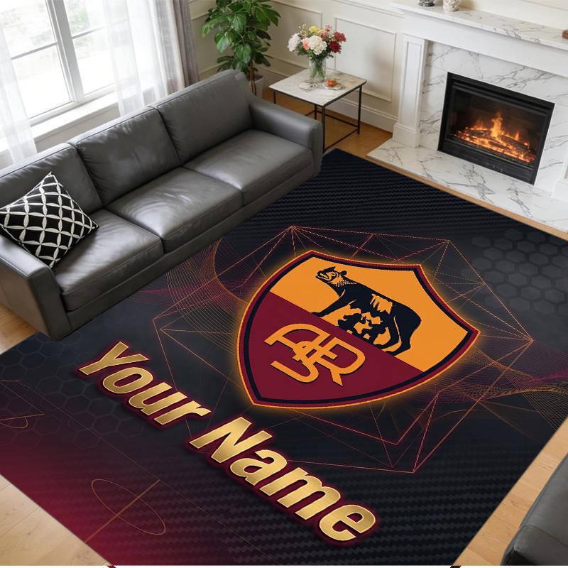 Crystal Velvet Rug Custom Name Text, Soft Non Slip Floor Mat Home DecorAS Roma
