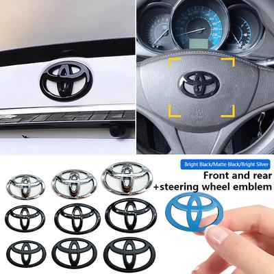 3D Bildekor för Toyota-serien Framre Kylargrill Motorhuv Emblem Bakre Baklucka Emblem Corolla Camry RAV4 Hilux Yaris
