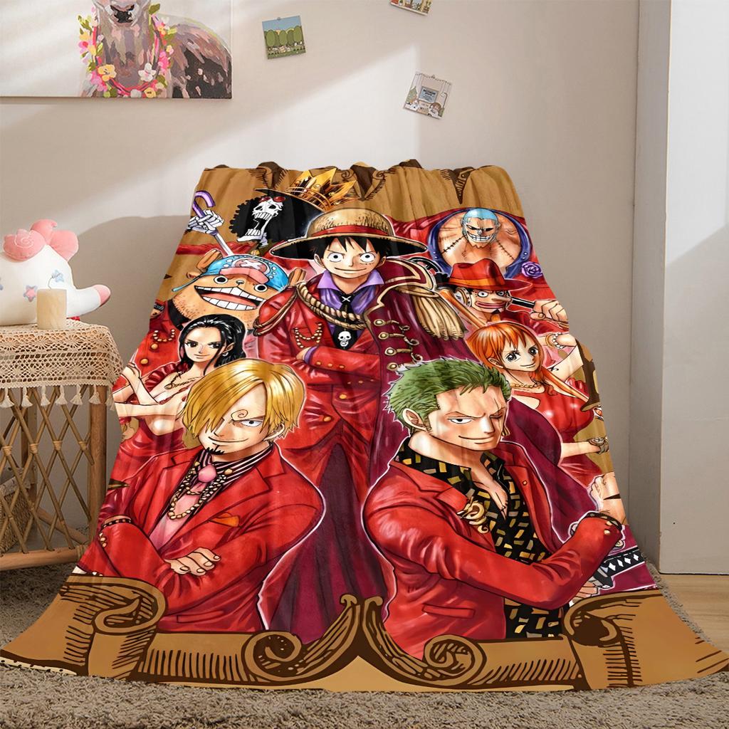 One Piece Anime Luxury Flannel Lightweight Blanket Home Decor Sofa Bed Travel Cover Family Gift LXR139
