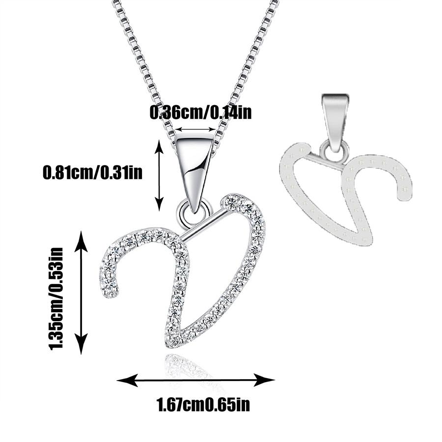 Bezauberndes Alphabet Elegantes Anhänger Anfangsbuchstabe V Schlichte Exquisite Liebesherz Halskette Mode DIY