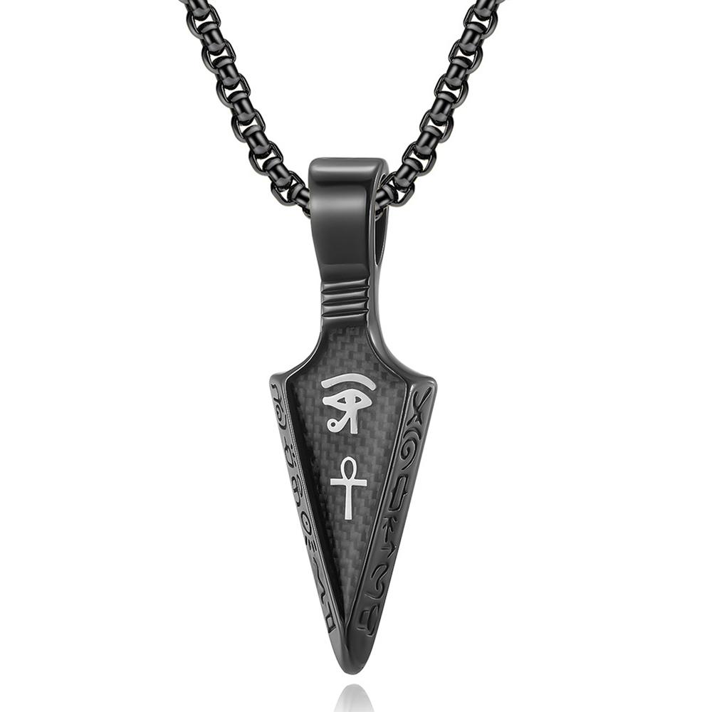 Men's Stainless Steel Ankh Cross Spearhead Pendant Necklaces Fashion Vintage Eye of Horus Necklace Punk Amulet Jewelry Wholesale