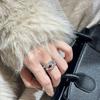 Ruby-Set Exquisite Feather Ring Women'S Opening Slightly Inlaid With Diamonds Temperament Elegant Ring Court Style