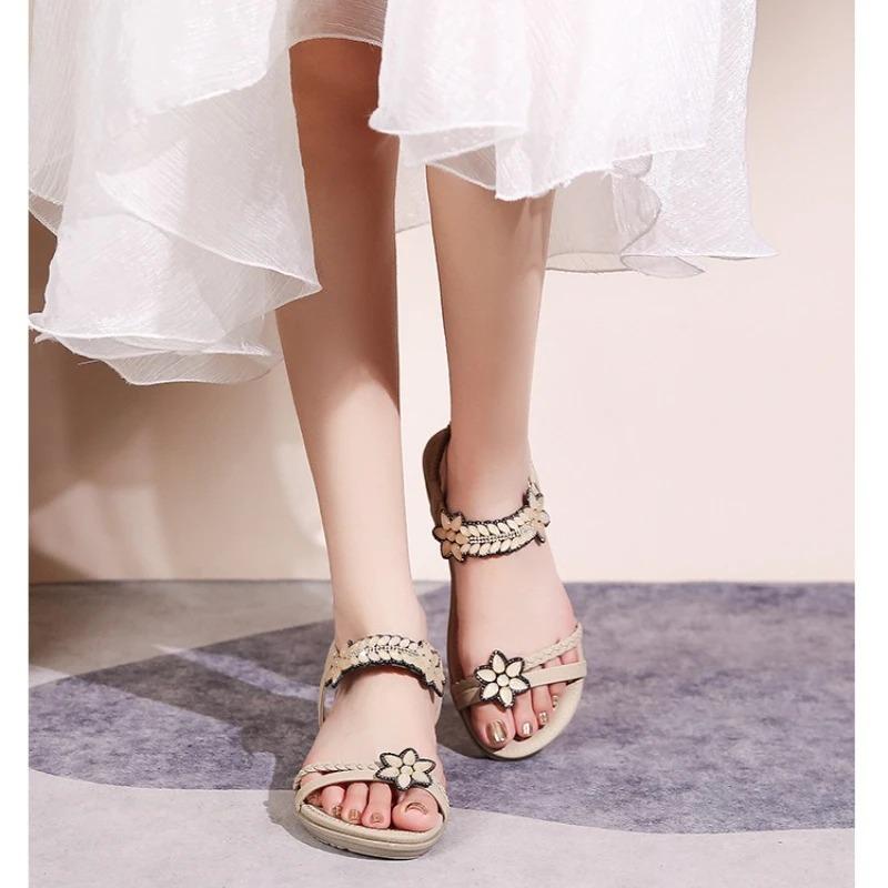 Fashion 2025 Summer Large Size Women's Shoes Ethnic Style Sandals Beach Tourism Bohemian Sandals Outdoor Fashionable Women's Shoes