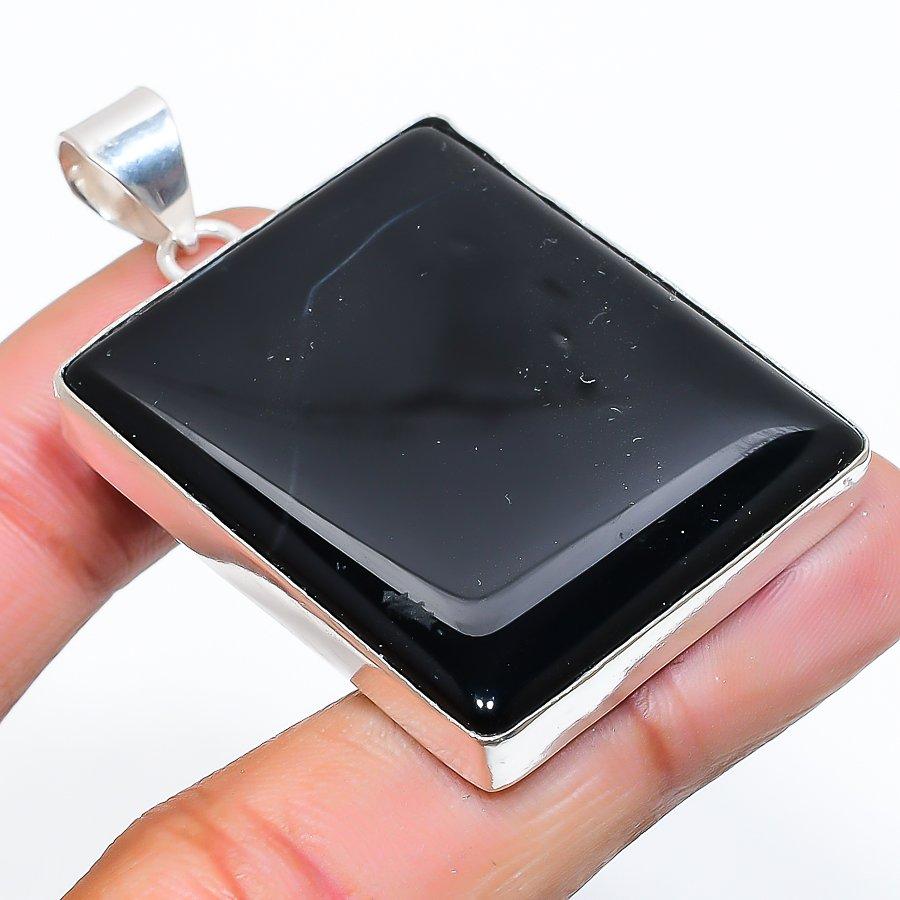 Chrysoprase Gemstone Handmade 925 Sterling Silver Jewelry Pendant 2.09" SU-10892