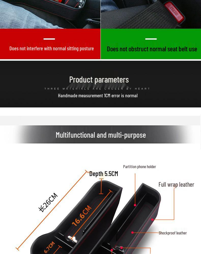 Autositz Lückenfüller und Armlehnenkonsolen Aufbewahrungsbox