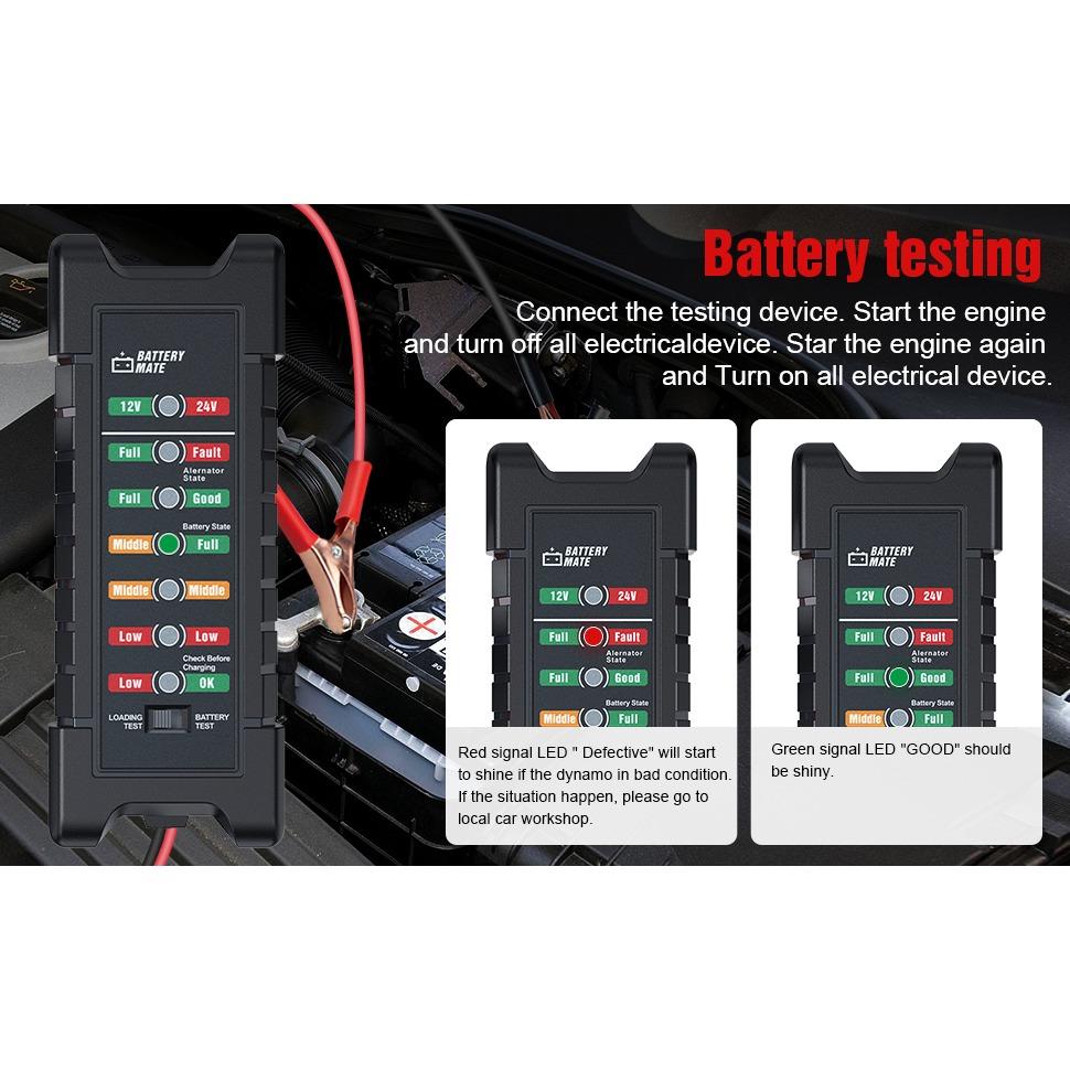 Car Battery Tester, 12V 24V Car Battery Tester, Automotive Alternator Tester, Load Tester, Battery Tester, Analyzer for Checking Alternator Analyzer