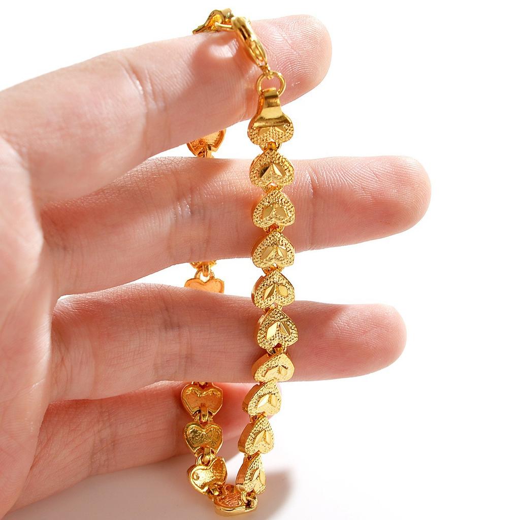8MM Heart Love Bracelet Women Watch Chain Women 24K Gold AU999 - Fashion Watch Band Design, Daily Office Wear