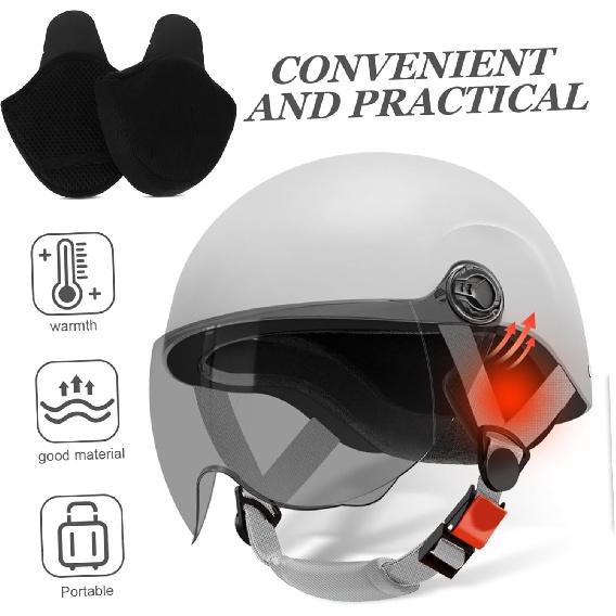 1 Pair Windproof Motorcycle Ear Pads Warm for Cycling Protective Covers for Biking Audible Riding Ear Warmers Universal Fit for Half Helmets