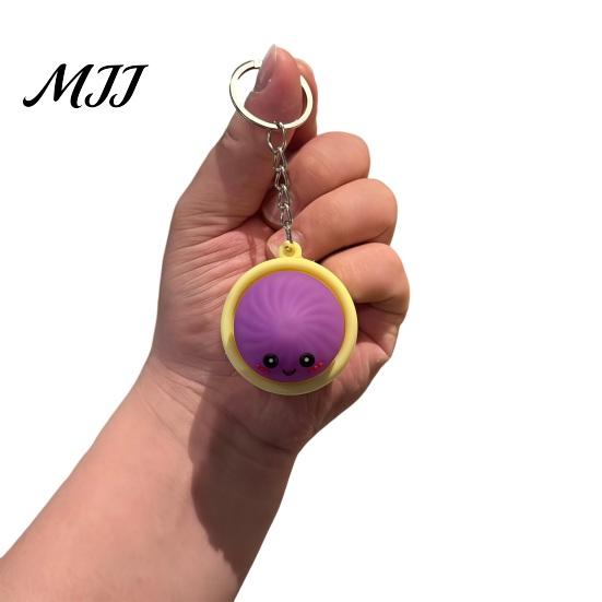 Self Control Toy Keychain, Steamed Bun Pendant, Portable Key Chain Stress Relief Meeting Reliever Toy, with Crisp Clicks Fidget for Kids Adults