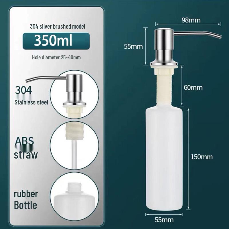 Aquarium Liquid Soap Dispenser Extension Tube with Stainless Steel Pump for Kitchen Sink Detergent Bottle