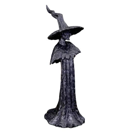 Halloween Witch Statue Resin Hand-Painted Enchanting Witch Figurine Gothic Faceless Witch Sculpture for Home Haunted House Desktop Decor