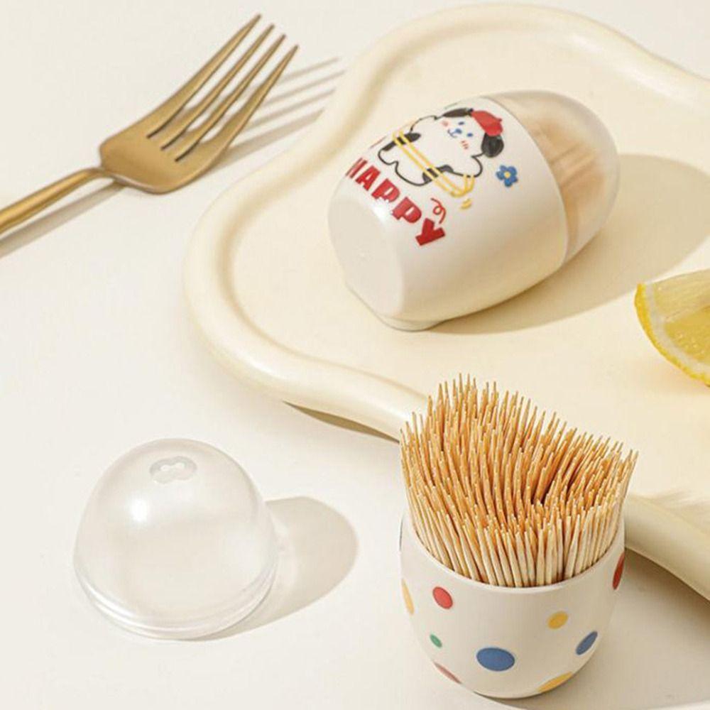 2pcs Wall Mounted Magnet Toothpick Box Oval Shape Toothpick Dispenser  Kitchen