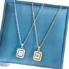 Elegant European-American Rectangular Diamond Clavicle Necklace - Light Luxury Fashion for Women