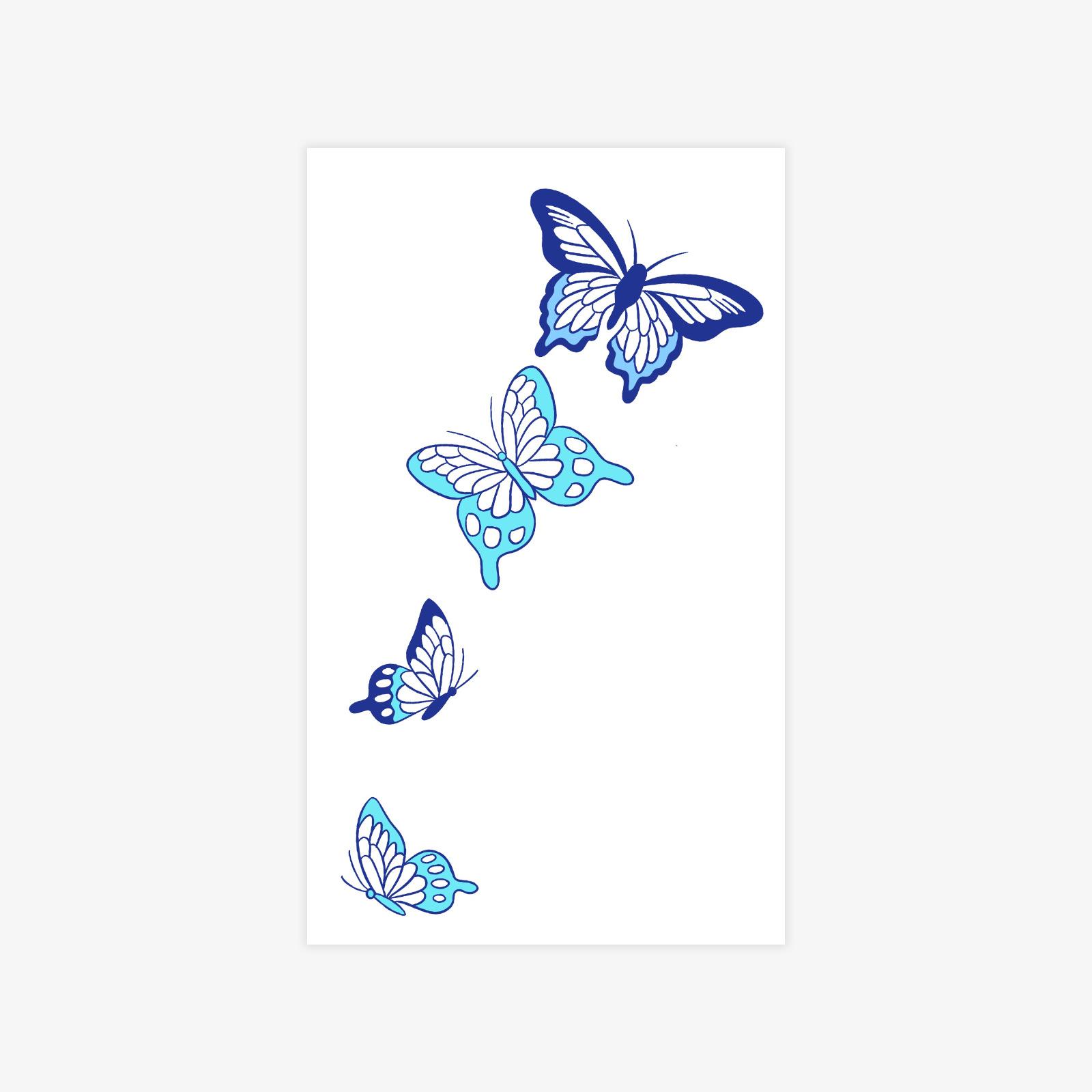 

Blue Butterfly Tattoo Sticker, High-End Hand Waist And Abdomen Tattoo Sticker, Men And Women 9*15