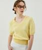 ITER Jacquard Collar V-Neck Half Knit_Lemon