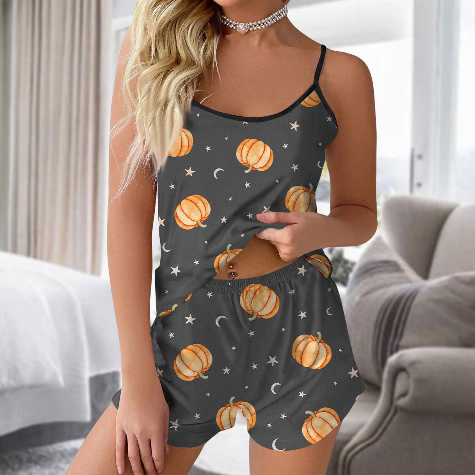 

Жіночий модний принтований набір без рукавів із піжамою на Хелловін M