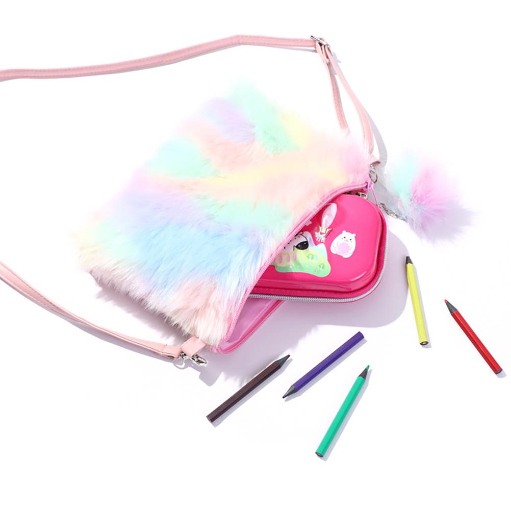 Rainbow Plush Bag Handbag Crossbody Bags Practical Beautiful Girl Coin Purse Phone Bag
