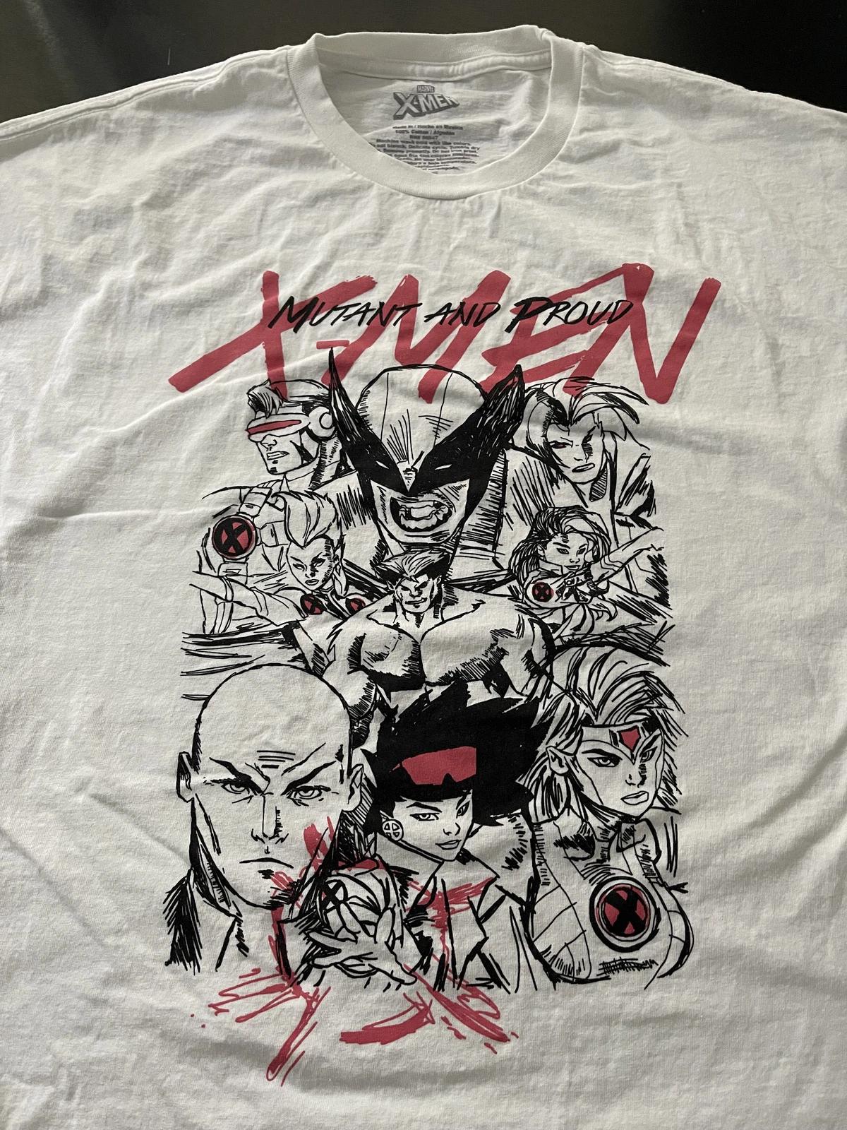 

X-Men Mutant And Proud Graphic Print 100% Cotton T-shirt Mens Tees Top, White, Size: 3XL 3XL