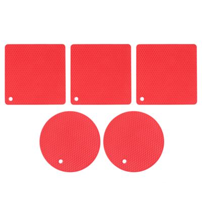 5 PCS 2 Round 3 Square Silicone Honeycomb Mat Multipurpose Hot Pads for Hot Dishes Tables