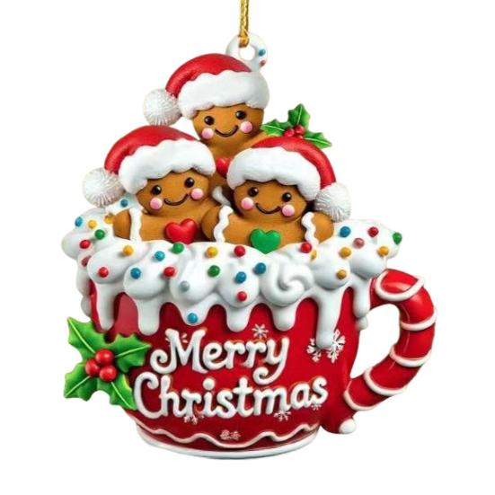 Gingerbread Man Christmas Ornament Resin Hanging Decor for Tree & Home Festive Cookie Figurine for Xmas Decorations