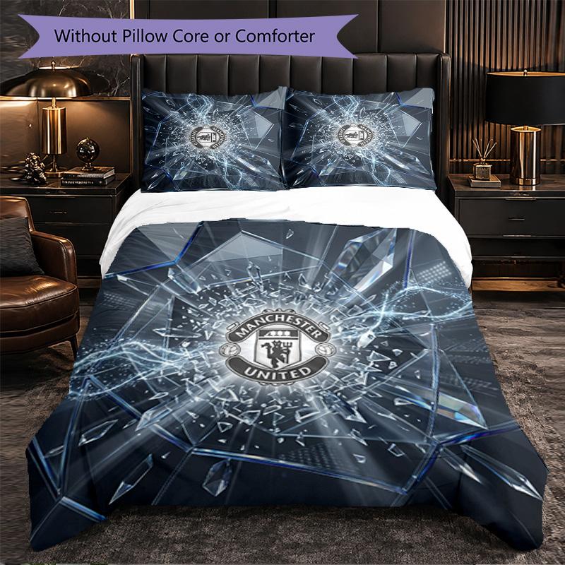 Set Lenzuola Manchester United Modello 3 Pezzi Morbida Copripiumino in Microfibra con Federe per Camera da Letto