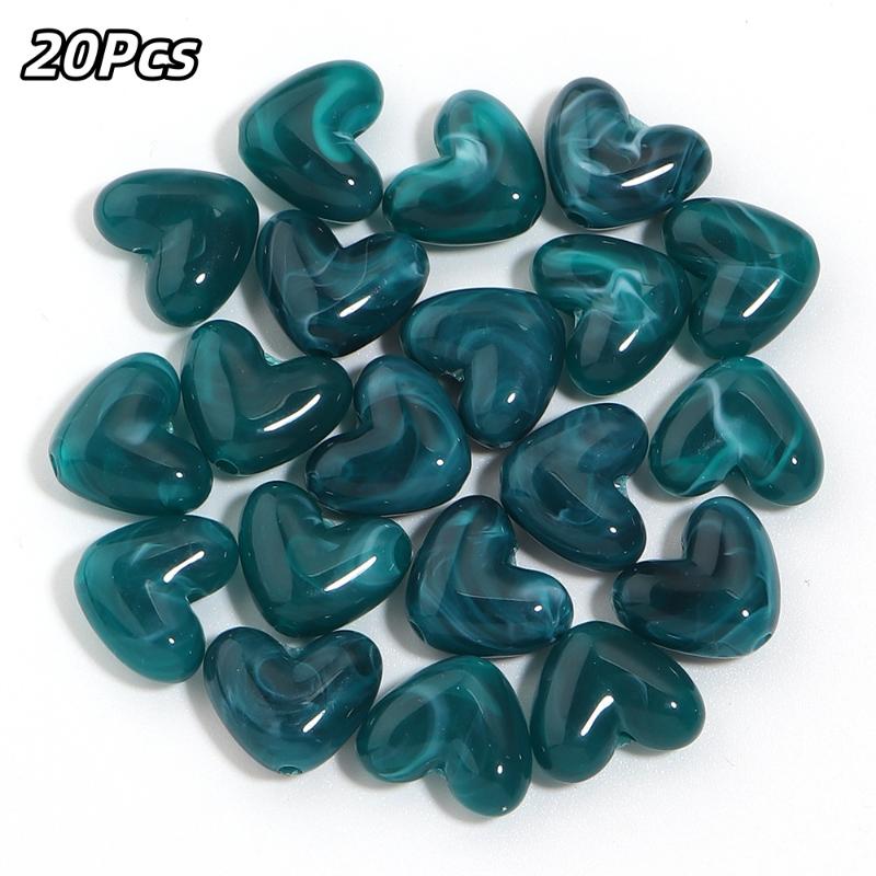 20Pcs Imitation Stone Heart Shape Acrylic Beads Dual Color Loose Bead For Jewelry Making Diy Charms Bracelet Necklace Accessorie
