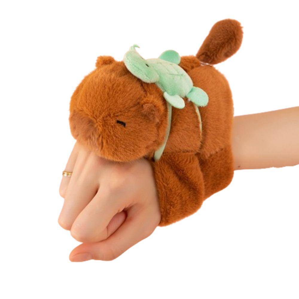 Simulation Plush Doll Slap Bracelet Wagging Tail Capybara Plush Wrist Band  Birthday Gift