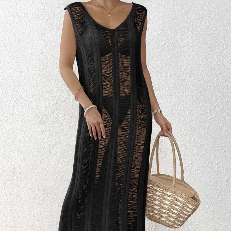 Women's Sexy Cut Out Tank Top Beach Bikini Smock Loose Long Dress