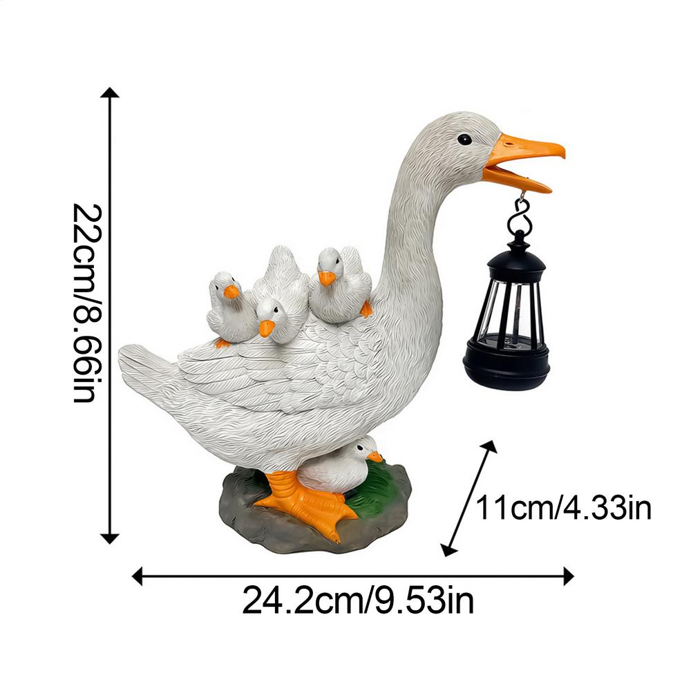 Garden Solar Sculpture Weatherproof Sunproof Night Lamp Duck Shape Solar-operated Garden Statue with Lantern for Patio Yard Lawn