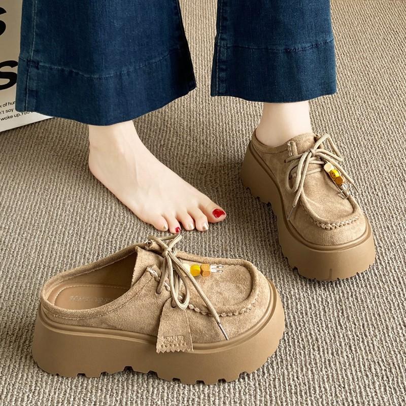 Thick-soled heightening bag head slippers for women's 2025 summer and autumn new models are small, comfortable, and good-looking Ken half slippers.