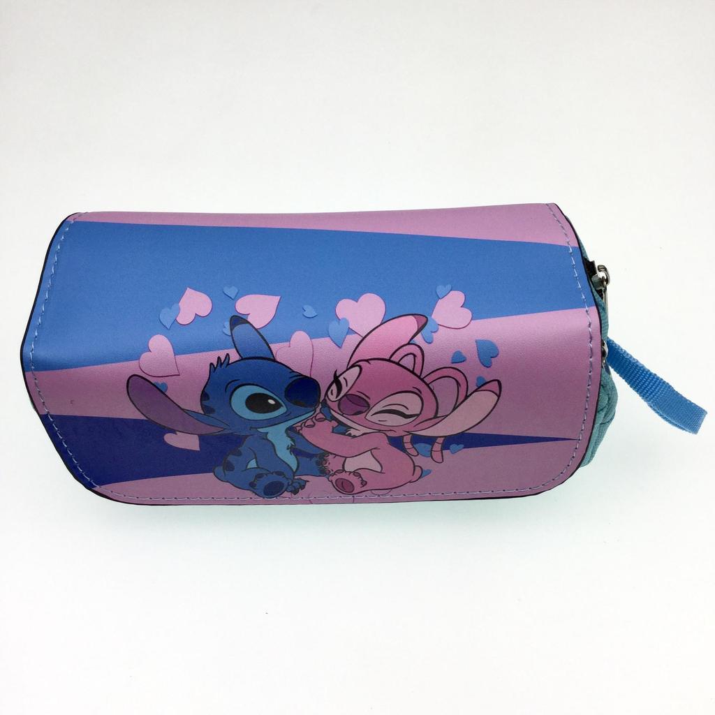 Blue Double-Zipper Lilo & Stitch Large Pencil Case