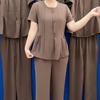 Summer 2026 Elegant Slimming Plus Size Ice Silk Two-Piece Set for Moms