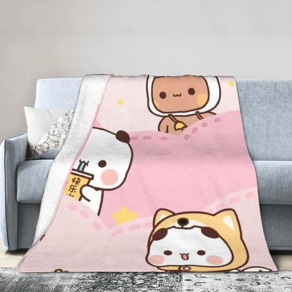 Cute Bubu Dudu Plush Throw Blanket Super Warm Flannel Bedspread for Kids and Adults Living Room or Bed Cover
