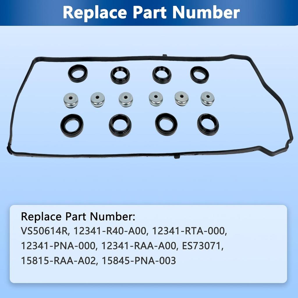 VS50614R Valve Cover Gasket Set 2.0L 2.3L 2.4L for Honda Accord Civic Si CRV CR-V Element & Acura CSX lLX RDX RSX TSX,2002 2003 2004 2005 2006 2007