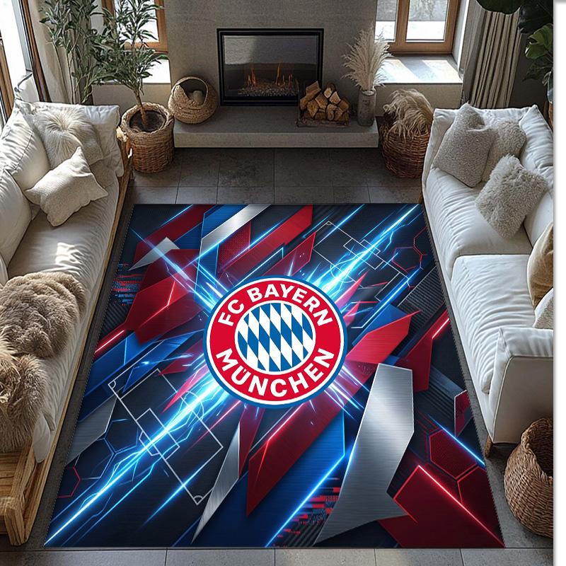FC Bayern München Bedruckter Flanell Teppich rutschfest weich Polyester Boden Teppich Indoor Dekor Matte für Schlafzimmer Wohnzimmer Sofa Spielzimmer Heimdekoration