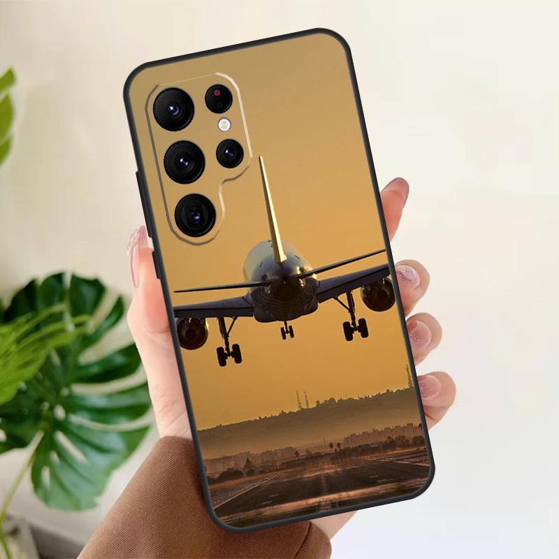 Airplane Plane Aircraft Soft Case For Samsung Galaxy S25 S21 S22 S23 S24 Ultra S9 S10 Plus S20 FE S24 FE Phone Cover