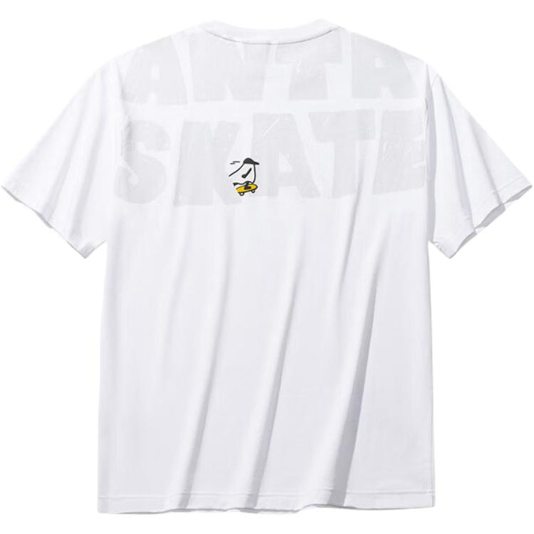 Anta Mens Running Series Simple Comfortable Versatile Casual Breathable Solid Color Round Neck Short Sleeve T-Shirt Men Tops Snow-White 172528118-1