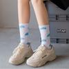Pattern Solid color Blue Sky Cotton Clouds Female Hosiery Mid-tube Socks Women Socks Korea Style