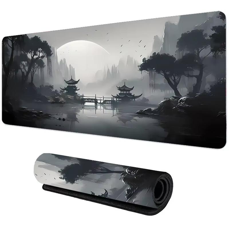 Chinese Purple Fantasy Mountain Tree Desk Mat NonSlip Large Gaming Mouse Pad Waterproof Keyboard Pad for Home Office Decor
